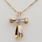 Sterling Silver Yellow Gold Plated Diamond Cross Pendant & Chain - New!