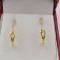 Sterling Silver Yellow Gold Plated Diamond Earrings - New!