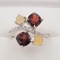 Sterling Silver Garnet, Opal & Cubic Zirconia Ring - New!