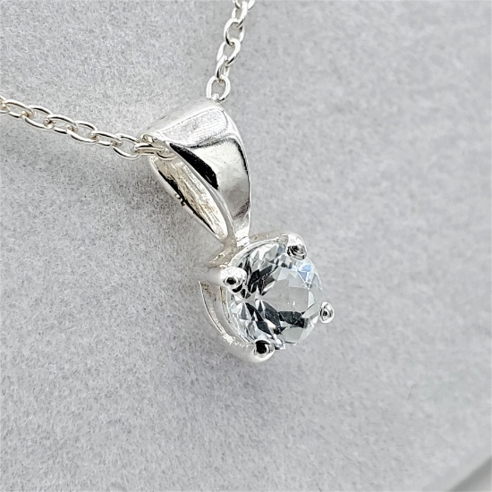 Sterling Silver Blue Topaz Pendant & Chain - New!