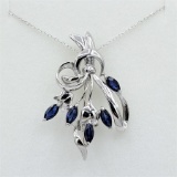 Sterling Silver Sapphire Brooch/Pendant & Chain - New!