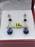 Yellow Gold Sapphire Briolette Earrings - New!