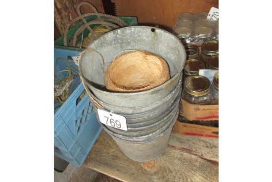 Tin Sap Pails, Etc.