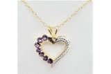 Amethyst Heart Pendant with Sterling Chain - New