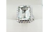 Green Amethyst & CZ Cocktail Ring - New