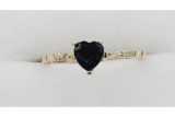 Blue Sapphire & Diamond Heart Ring - New
