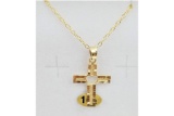 10kt. Yellow Gold Cross Pendant with Sterling Chain - New