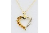 Citrine Heart Pendant with Sterling Chain - New