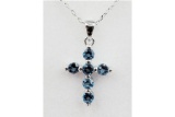 London Blue Cross Pendant with Sterling Chain - New