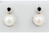 Mabe Pearl, Blue Sapphire & CZ Earring - New
