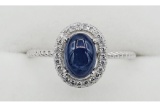 Blue Sapphire & CZ Ring - New