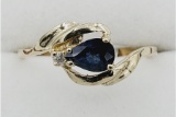 Blue Sapphire & Diamond Ring - New