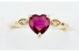 Natural Ruby & CZ Earrings - New