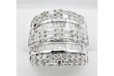 Sterling Silver Diamond Ring, 96 Diamonds, 2 Full Carats of Diamond - New