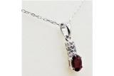 Ruby & CZ Pendant with Sterling Chain - New