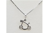 Silver Enamel Bicycle Necklace - New