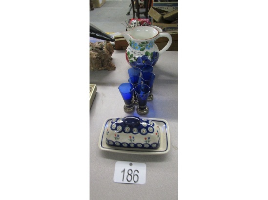 Jug, Glasses and Butter Dish