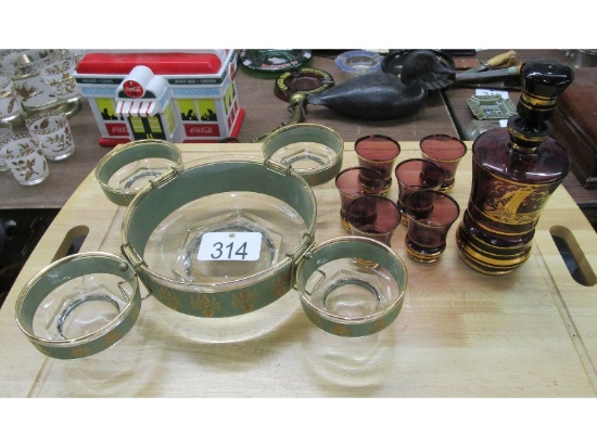 Dip Tray, Decanter And Glasses