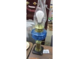 Blue Glass Oil Lamp