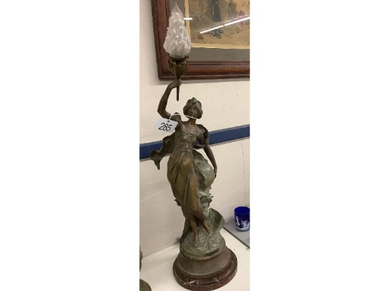 Bronze Lamp on Marble Stand
