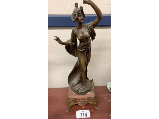 Bronze Figurine on Marble Base - Signed