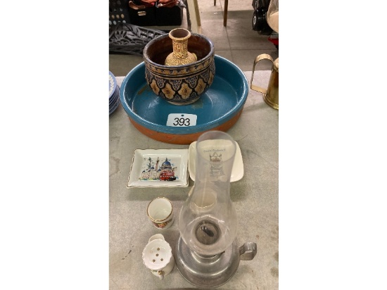 Bowls, Vase, Oil Lamp, Etc.