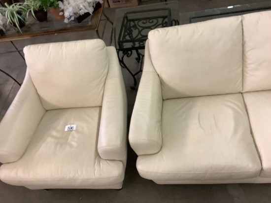 Italian Leather Loveseat and Chair