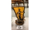 Slag Glass Art Nouveau Lamp