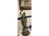 Bronze Lamp on Marble Stand