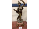 Bronze Figurine on Marble Base - Signed