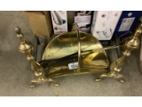 Brass End Irons and Log Holder