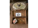 Silver Lidded Dish and Wooden Box