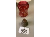 Cranberry Vase and Bell