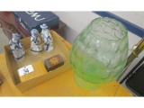 Figurines, Jewelry Boxes, & Green Vase