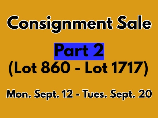 Consignment Sale Part 2 Closing Tues. Sept. 20