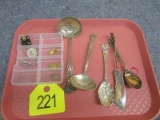 Tray of Serving Spoons and Costume Jewelry