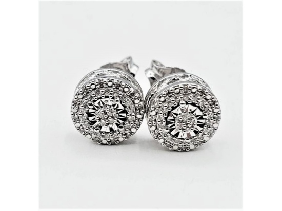 New Sterling Silver Diamond Earrings