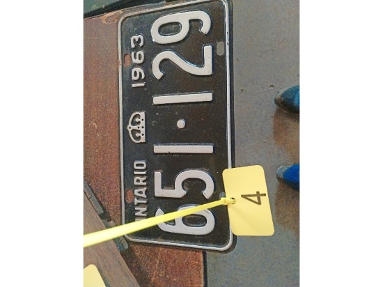 Ontario 1963 License Plate