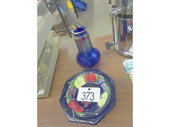 Moorcroft Bowl & Lutz Vase Note: Both Chipped
