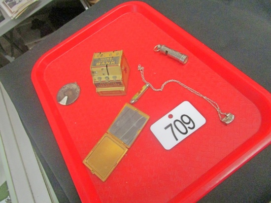 Boy Scout Whistle, Dime Bank, Etc.