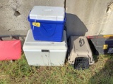 2 Coolers and Pet Carrier