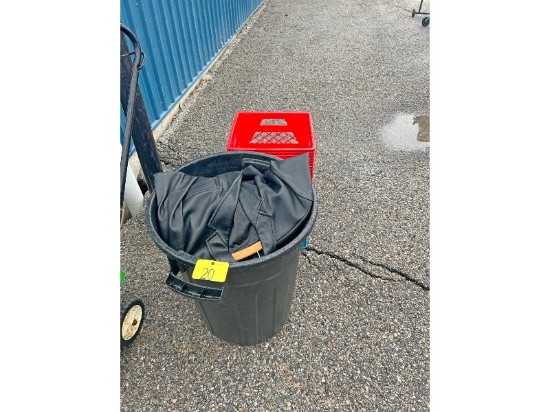 Garbage Can, Coats, Milk Crates