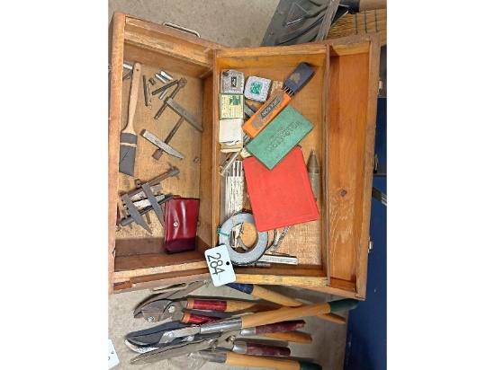 Wooden Toolbox with Contents