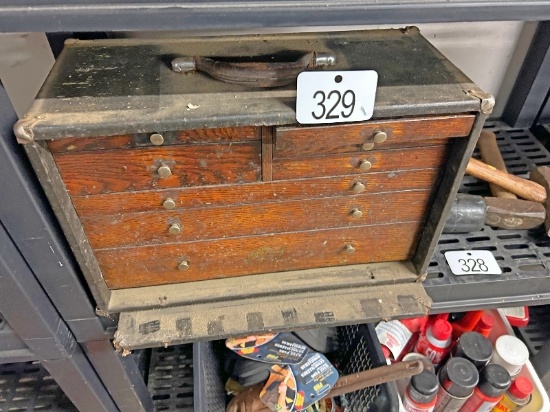Wooden Machinist Tool Chest with Contents