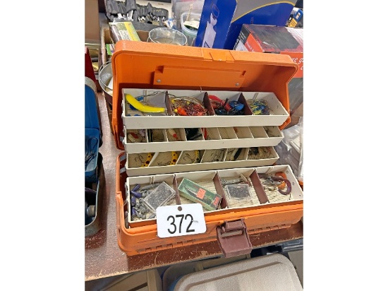 Metal Tackle Box and Contents