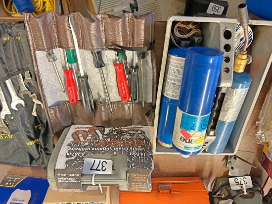 Lot of 14' Chain, Screwdriver Set /Propane Accessories