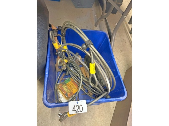Box Lot of Cable/Chainsaw/Tools
