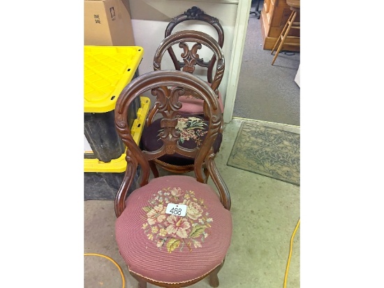3 Balloon Back Needlepoint Chairs