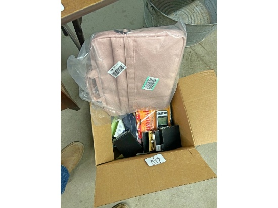 Laptop Bag, Flasks and Box of Household
