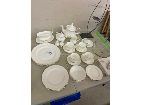 Set of 4 White with Gold Trim  Royal Albert Dishes